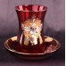 Армуды для чая с блюдцами, Турция, цвет красный,  12 предметов (6 стаканов + 6 блюдец)