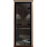 Дверь для сауны, серия "Комплекс", без порога, стекло серое, коробка черная