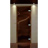 Дверь для сауны, серия "Премиум сауна", Бук,  без порога, стекло бронза матовое