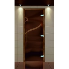 Дверь для сауны, серия "Премиум", Бук,  без порога, стекло бронза матовое