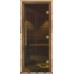 Дверь для сауны, серия "Прима сауна", без порога, стекло серое матовое, коробка черная