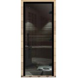 Дверь для сауны, серия "Прима сауна", без порога, стекло серое, коробка черная