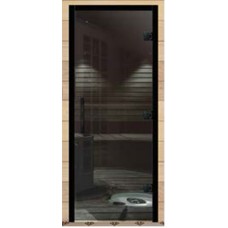Дверь для сауны, серия "Прима сауна", без порога, стекло серое, коробка черная
