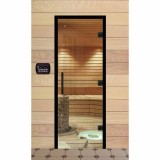 Дверь для сауны, серия "Прима сауна", без порога, стекло прозрачное, коробка черная