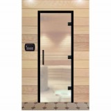 Дверь для сауны, серия "Прима сауна", без порога, стекло прозрачное матовое, коробка черная