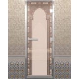 Дверь для хамама, "Восточная Арка", стекло бронзовое, матовое