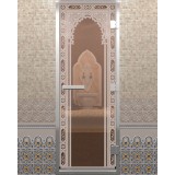 Дверь для хамама, "Восточная Арка", стекло бронзовое