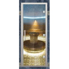 Дверь для турецкой бани, серия Прима Хамам, с порогом, стекло прозрачное 