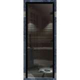 Дверь для турецкой бани, серия Прима Хамам, без порога, стекло серое, черный профиль