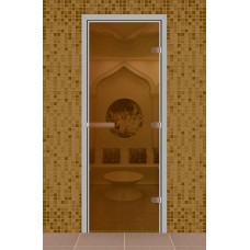 Дверь для турецкой бани, серия Хамам, без порога, стекло бронза