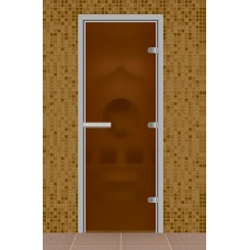 Дверь для турецкой бани, без порога, стекло бронза матовое