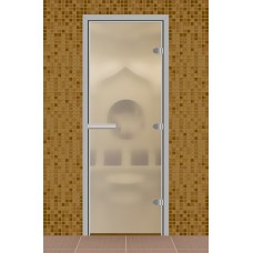 Дверь для турецкой бани, без порога, стекло матовое