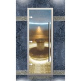 Дверь для турецкой бани Веста, с порогом, стекло прозрачное матовое