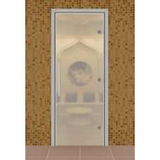 Дверь для турецкой бани Веста, без порога, стекло прозрачное матовое