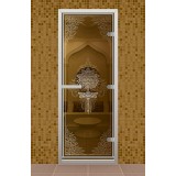 Дверь для хамама 690*1890 мм "Цветок лотоса", стекло бронзовое