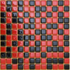 Стеклянная мозаика, микс черный + красный