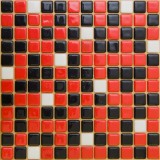 Стеклянная мозаика, микс черный + красный + белый