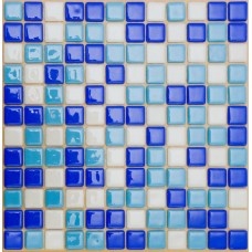 Стеклянная мозаика, микс синий кобальт + голубой + белый