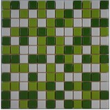 Стеклянная мозаика, микс зеленый + салатный + белый