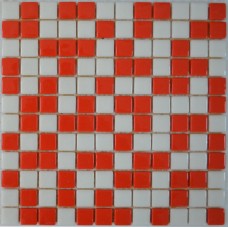 Стеклянная мозаика, микс красный + белый