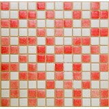 Стеклянная мозаика, микс белый + красный
