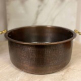 Таз медный с чернением 40 см, с ручками, 23 л, высота 16 см