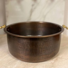Таз медный с чернением 40 см, с ручками, 23 л, высота 16 см