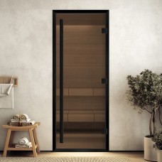 Дверь для хамама "Престиж бронза" в черном профиле 1900х700