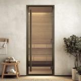 Дверь для хамама "Престиж прозрачное" в бронзовом профиле 1900х700