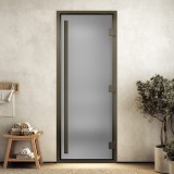 Дверь для хамама "Престиж сатин" в бронзовом профиле 1900х700