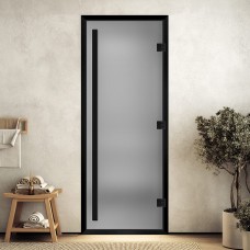 Дверь для хамама "Престиж сатин" в черном профиле 1900х700