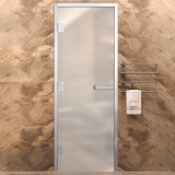 Стеклянная дверь для хамама Белая Матовая Элит