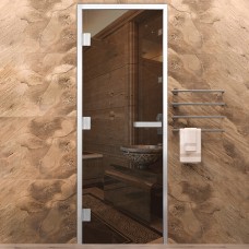 Стеклянная дверь для хамама Бронза Элит