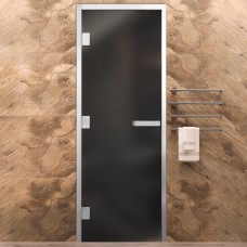 Стеклянная дверь для хамама Серая Матовая Элит