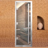 Дверь для хамама Престиж с вертикальной ручкой Прозрачная