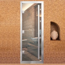 Дверь для хамама Престиж с вертикальной ручкой Прозрачная