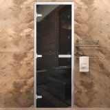 Стеклянная дверь для хамама Серая Стандарт