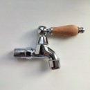 Однорычажный кран для бани Al-HR85D с деревянной рукояткой