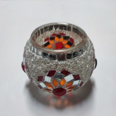 Мозаичный подсвечник, ручная работа, Турция, бело-красный