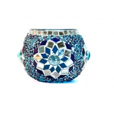 Мозаичный подсвечник, ручная работа, Турция, синий